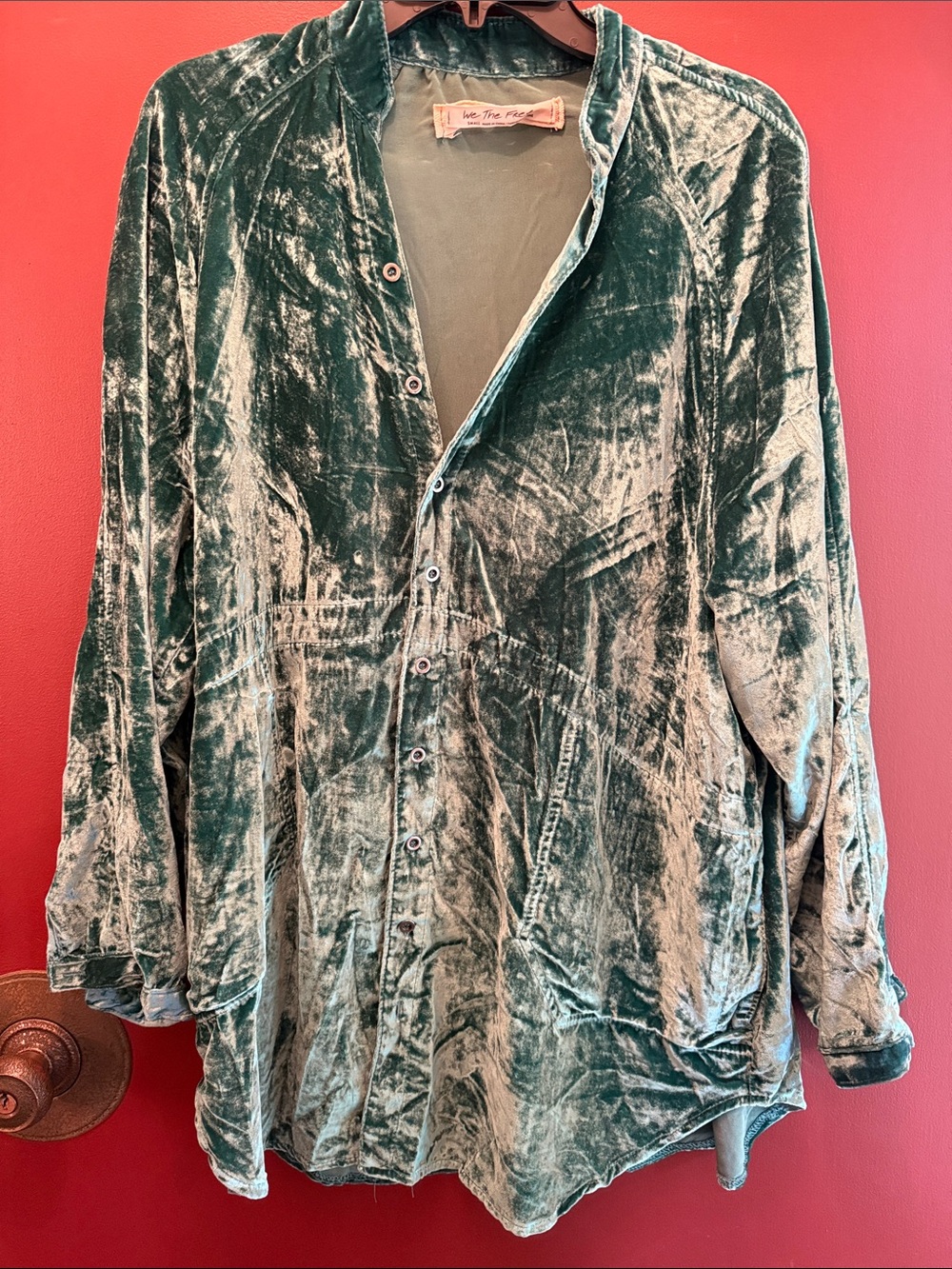 Free People Velvet Button-Down Blouse